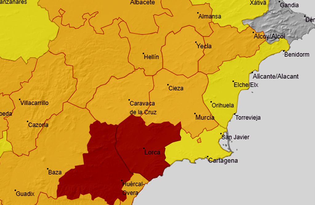 El Valle del Guadalentín, Lorca y Águilas, en nivel rojo por temperaturas máximas de hasta 44º
